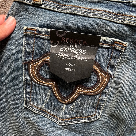 NWT Y2K ReRock for EXPRESS Boot Cut Low Rise Jeans Embroidered Size 4 (31x32.5) - Picture 9 of 16